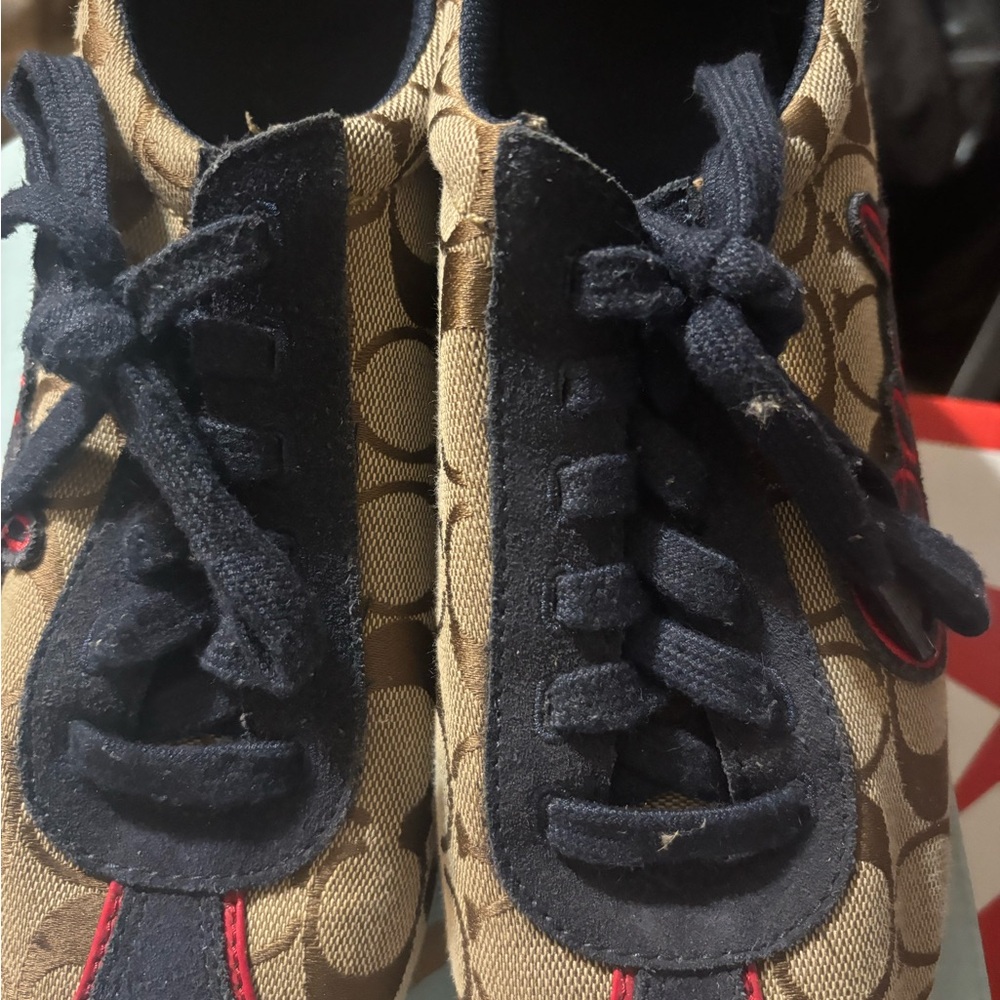 Coach Tan and Blue Sneakers with Sporty Design - Picture 3 of 7